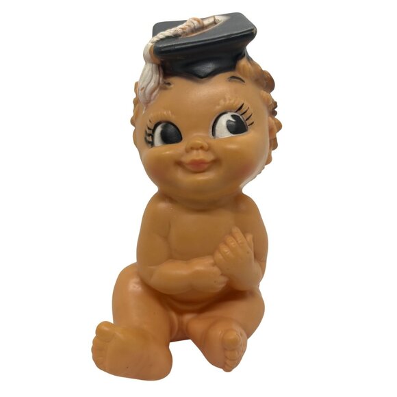 Vintage Rubber Baby Vintage Toy With Graduation Cap - Picture 1 of 3